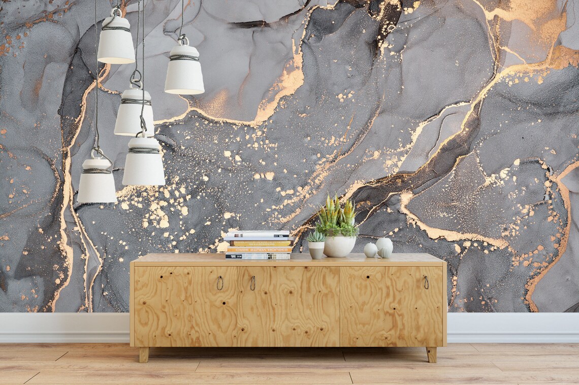 Modern Marble Removable Wallpaper Marble Wall Poster Decor Etsy Canada