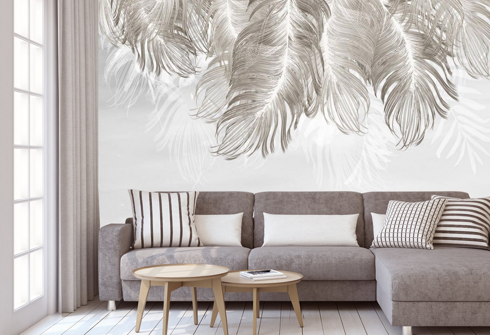 Tropical leaves Peel and Stick wallpaper Floral Removable | Etsy
