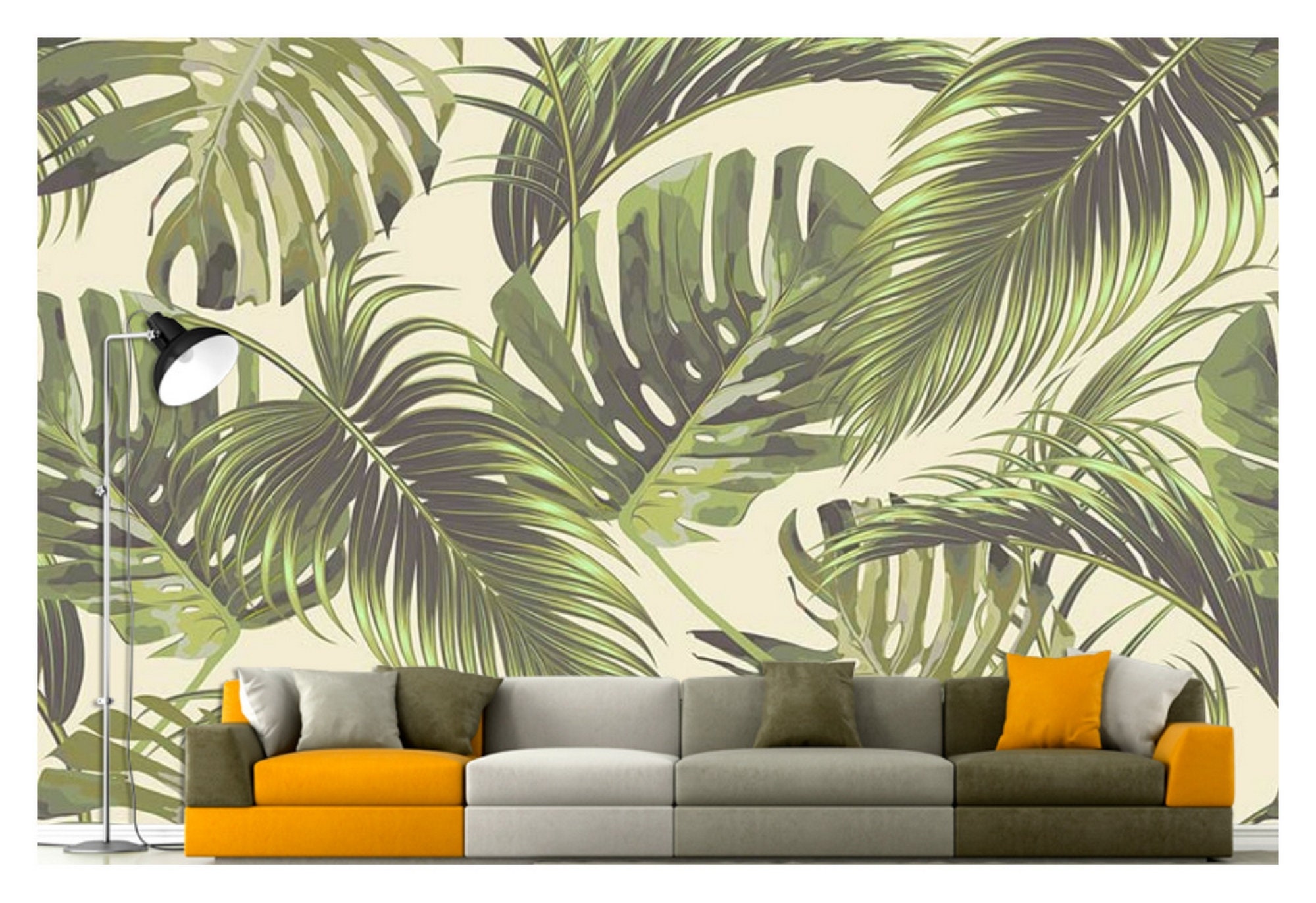 Jungle leaves Peel and Stick wallpaper Floral Removable Etsy
