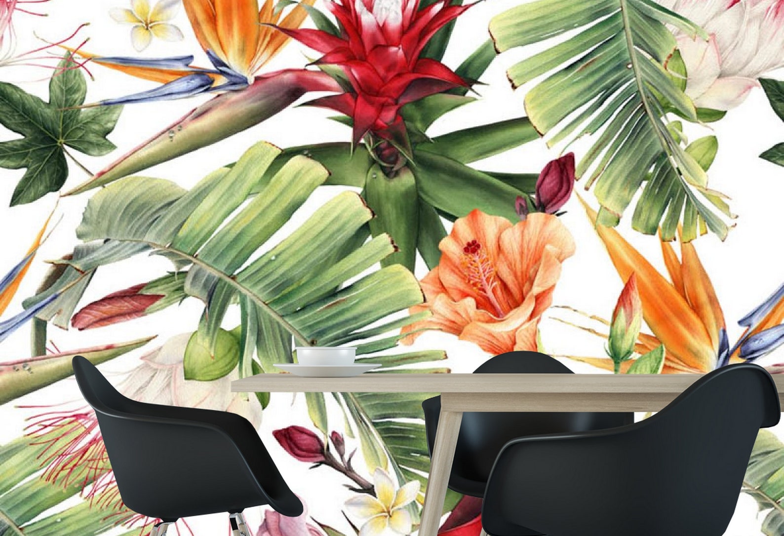 Tropical Flowers Floral Removable Decal Wall Mural for Etsy