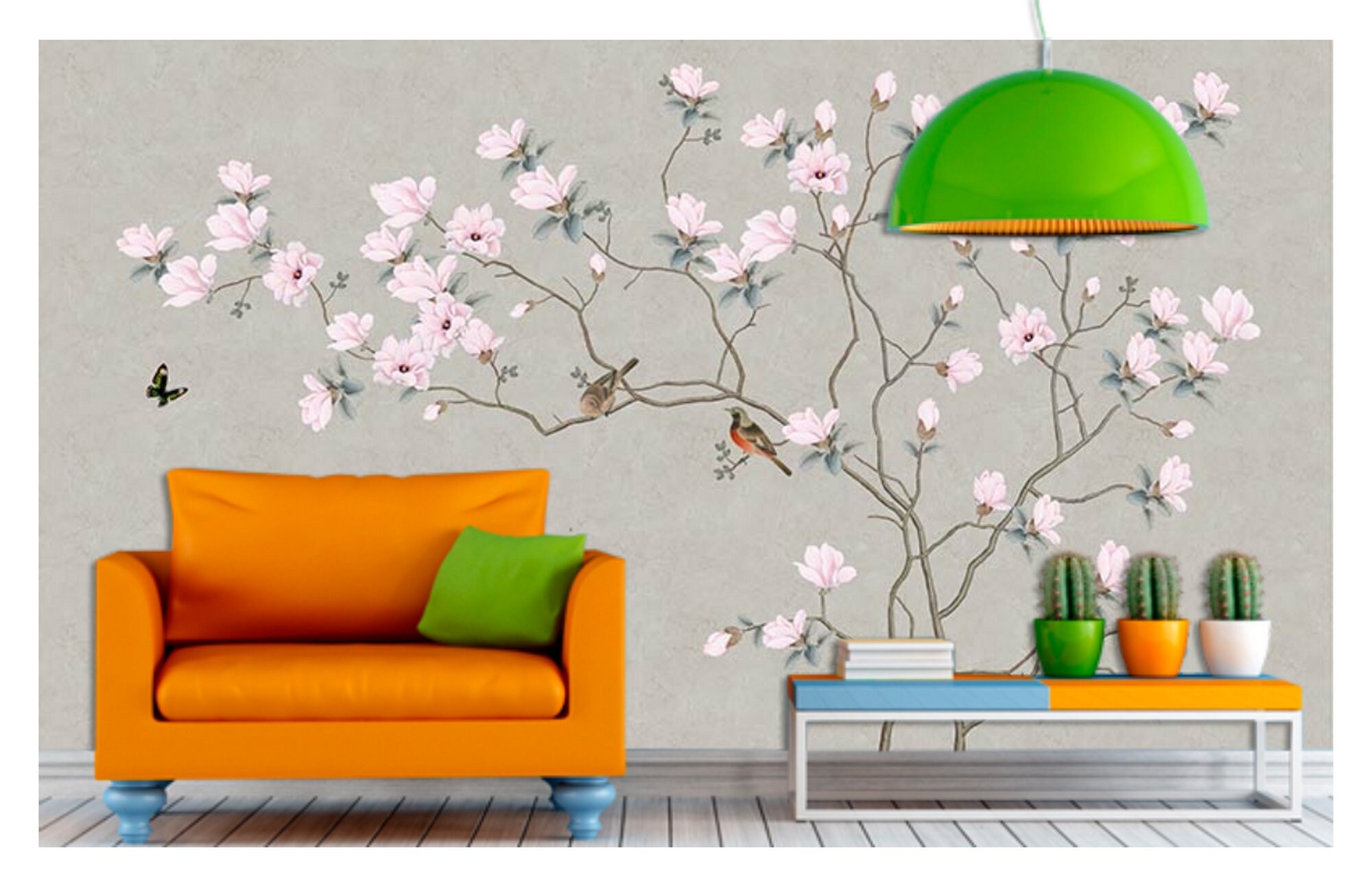 Magnolia flowers Peel and Stick wallpaper Floral Removable Etsy