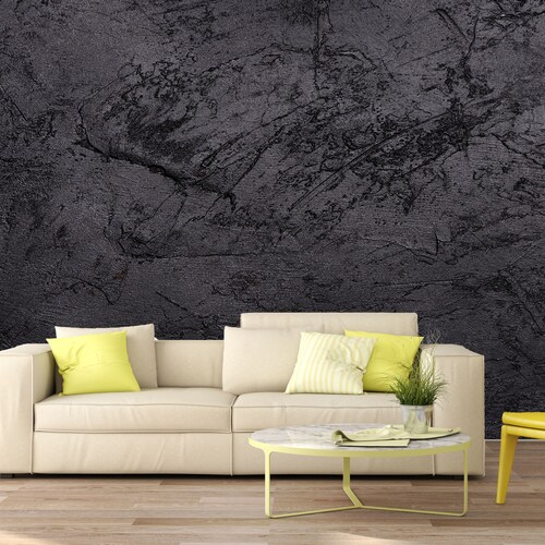Black Stucco Removable Wall Mural Peel and Stick Decal Etsy