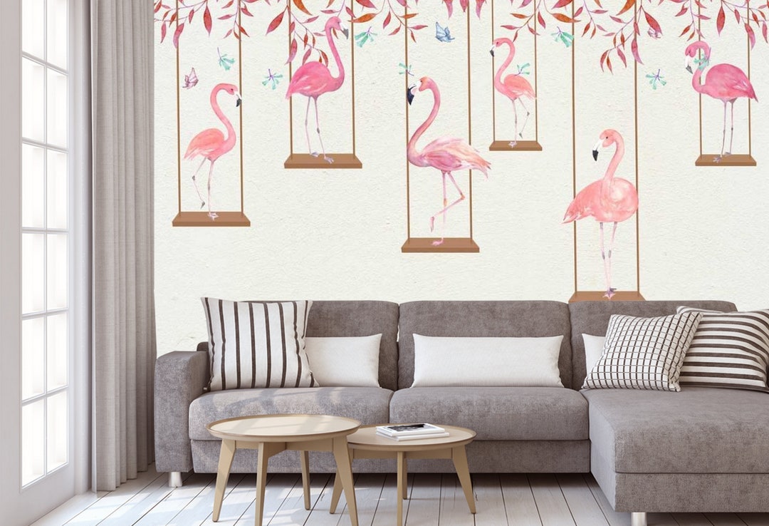 Flamingo Print Peel and Stick Wallpaper Floral Removable - Etsy