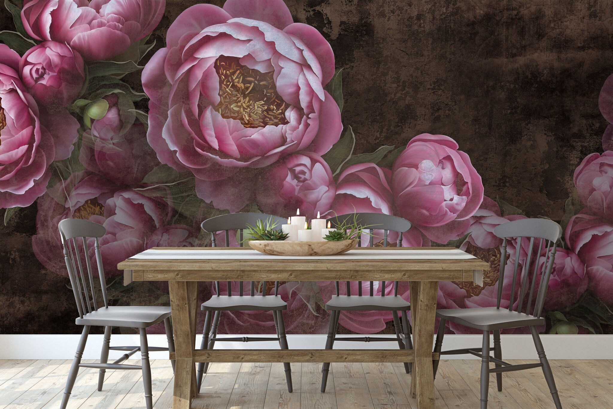 Fantastic Vintage Peonies Wall Mural Removable Wallpaper - Etsy