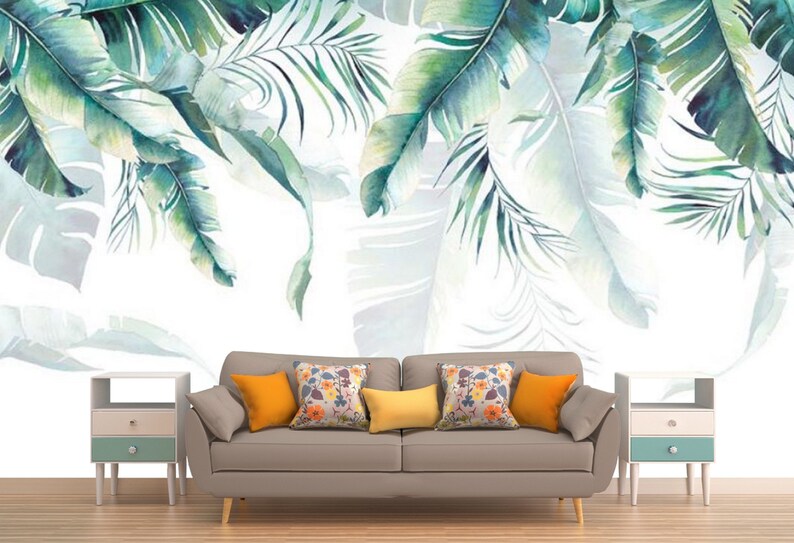 Tropical Leaves Peel and Stick Wallpaper Floral Removable | Etsy