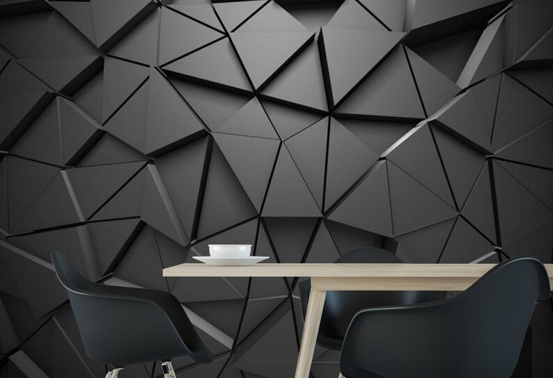 Black 3d Wall Wallpaper Modern Wall Mural Living Room Peel - Etsy