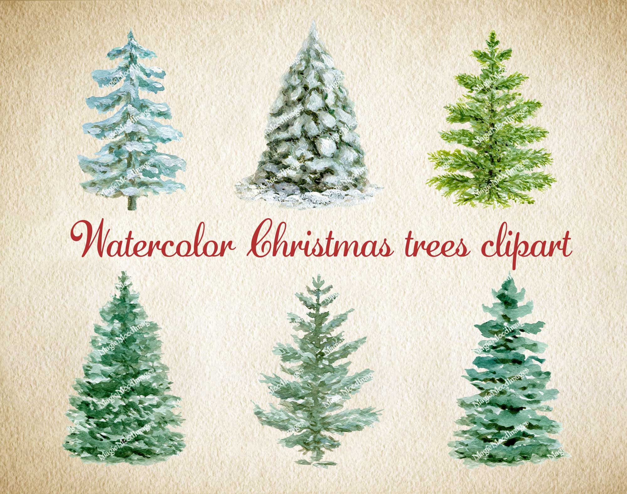 Weihnachtsbaum Clipart Aquarell Weihnachten Clipart Aquarell Etsy