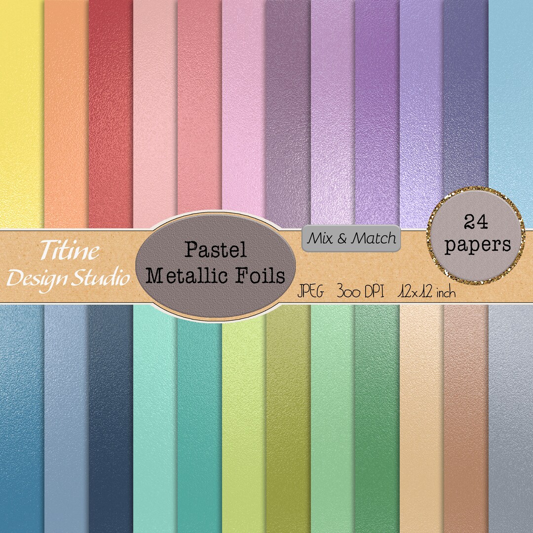 Digital Metallic Foil Paper Pack Printable Metallic Paper Etsy