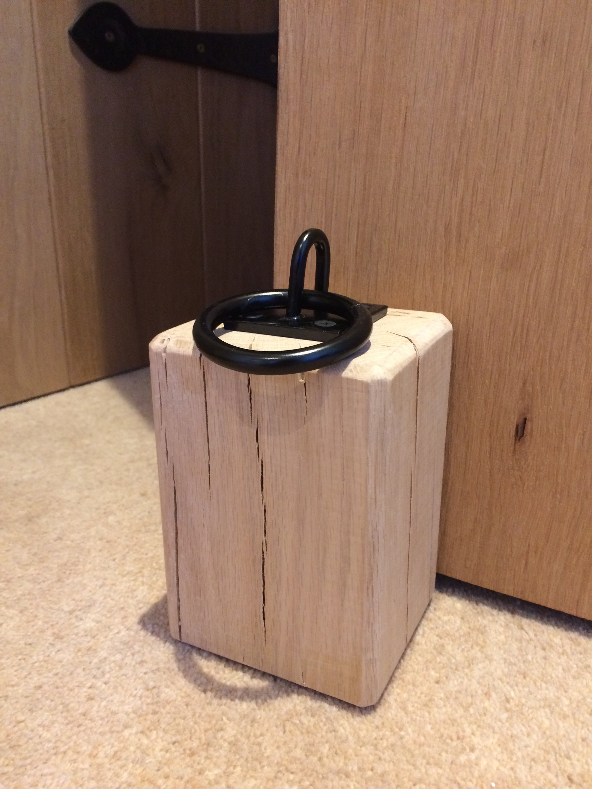 Handmade Solid British Oak Door Stop With Industrial Ring. Etsy UK