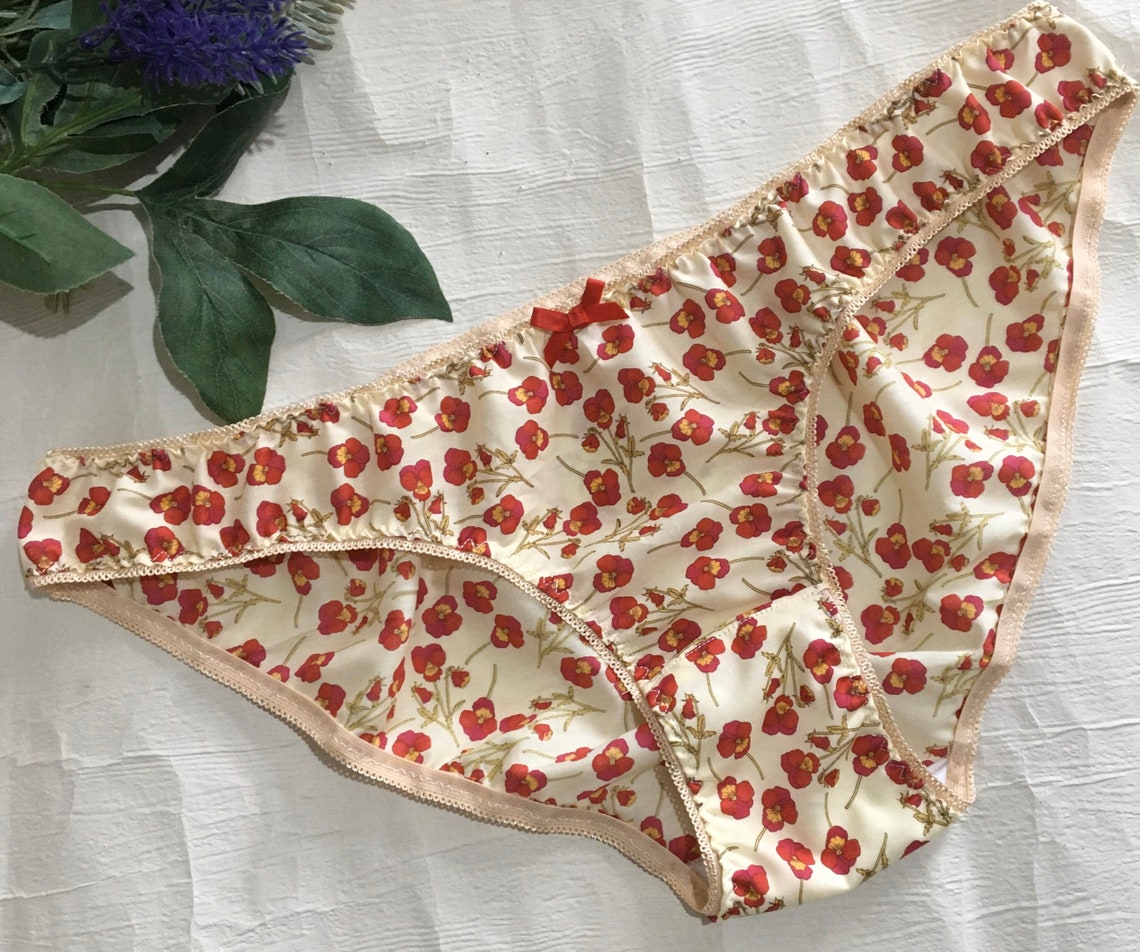 Red flowers underwear for women soft Etsy