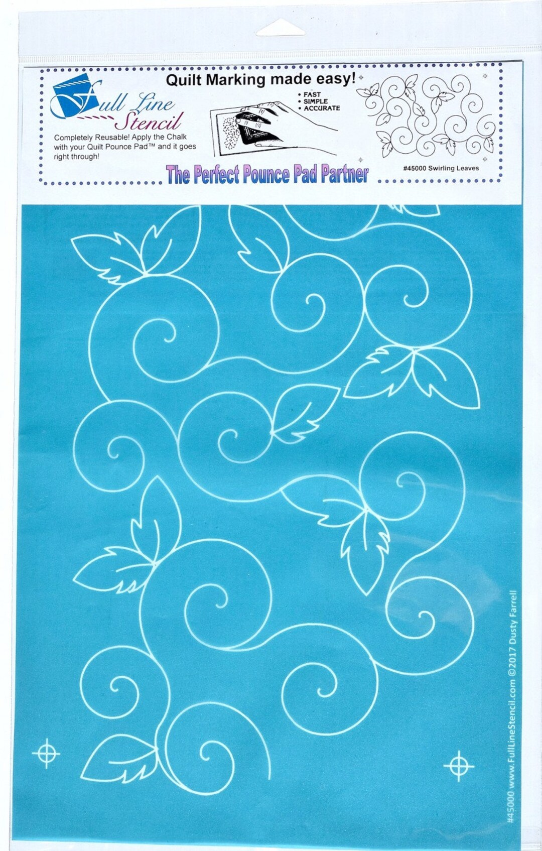 Full Line Stencil, Swirling Leaves, 45000, Quilting Stencil, Pounce Pad