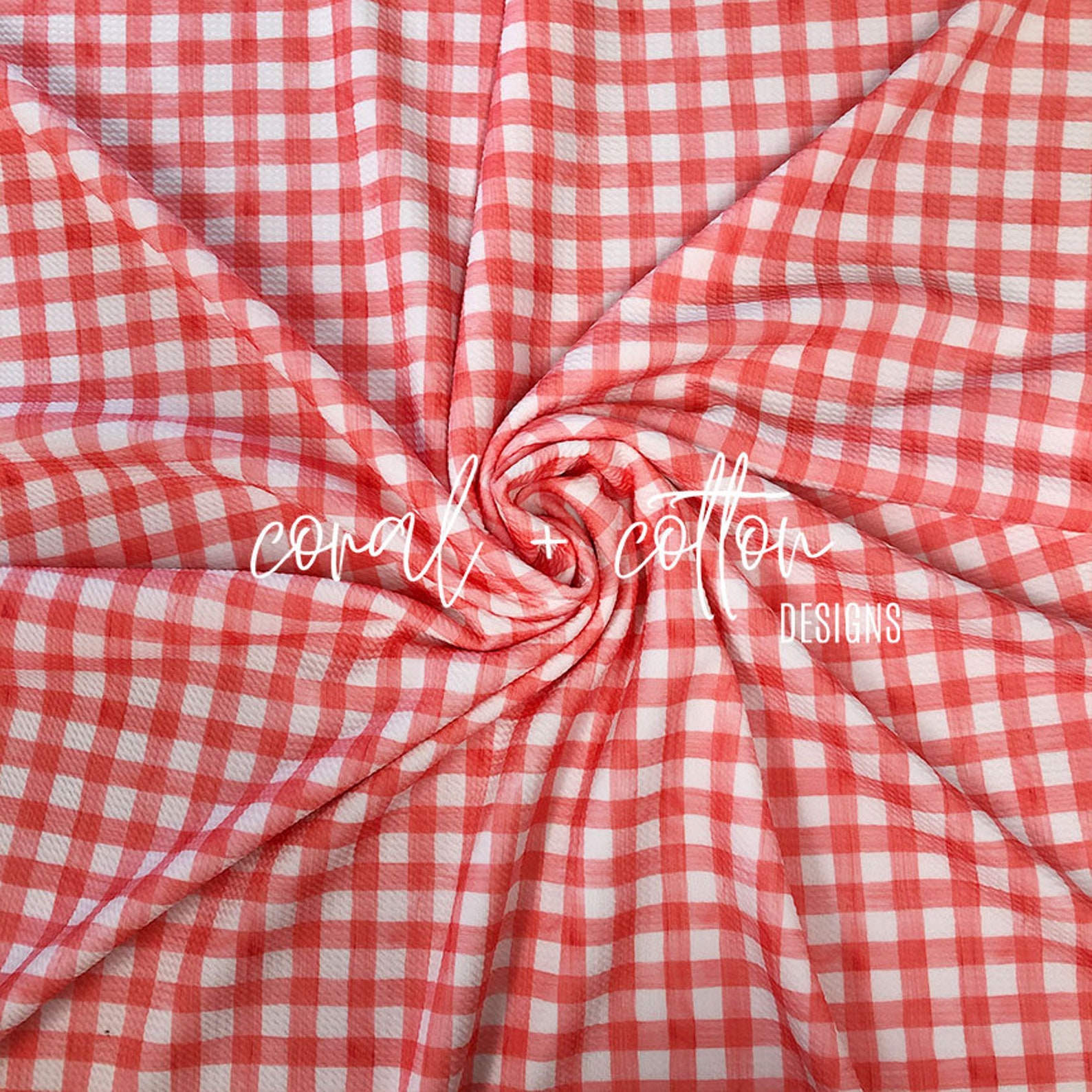 Peach Gingham Bullet Fabric Stretch Knit Yard and 1/2 Yard Etsy