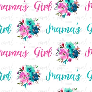 Floral Mama&#39;s Girl Spring Seamless Pattern | Digital File | Digital Download Pattern | Digital Pattern Design | JPEG | Fabric Pattern