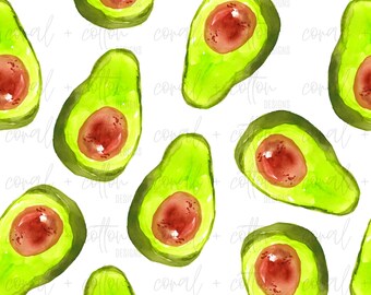 Avocado Seamless Pattern | Digital File | Watercolor | Digital Download Pattern | Digital Pattern Design | JPEG | Fabric Pattern