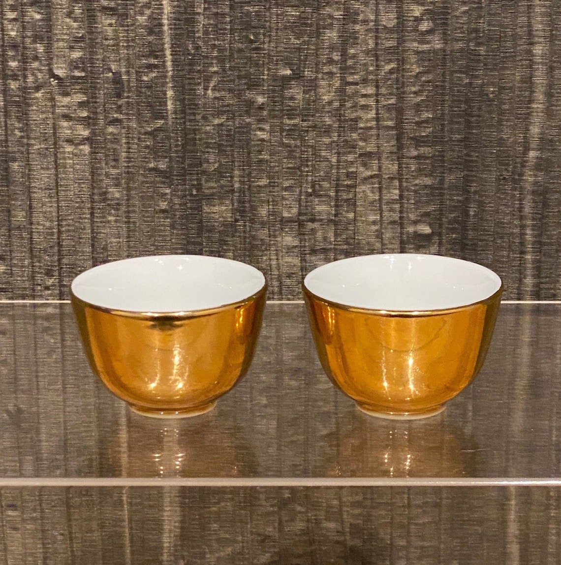 Vintage Japanese Gold Sake Cup Ochoko Guinomi Etsy