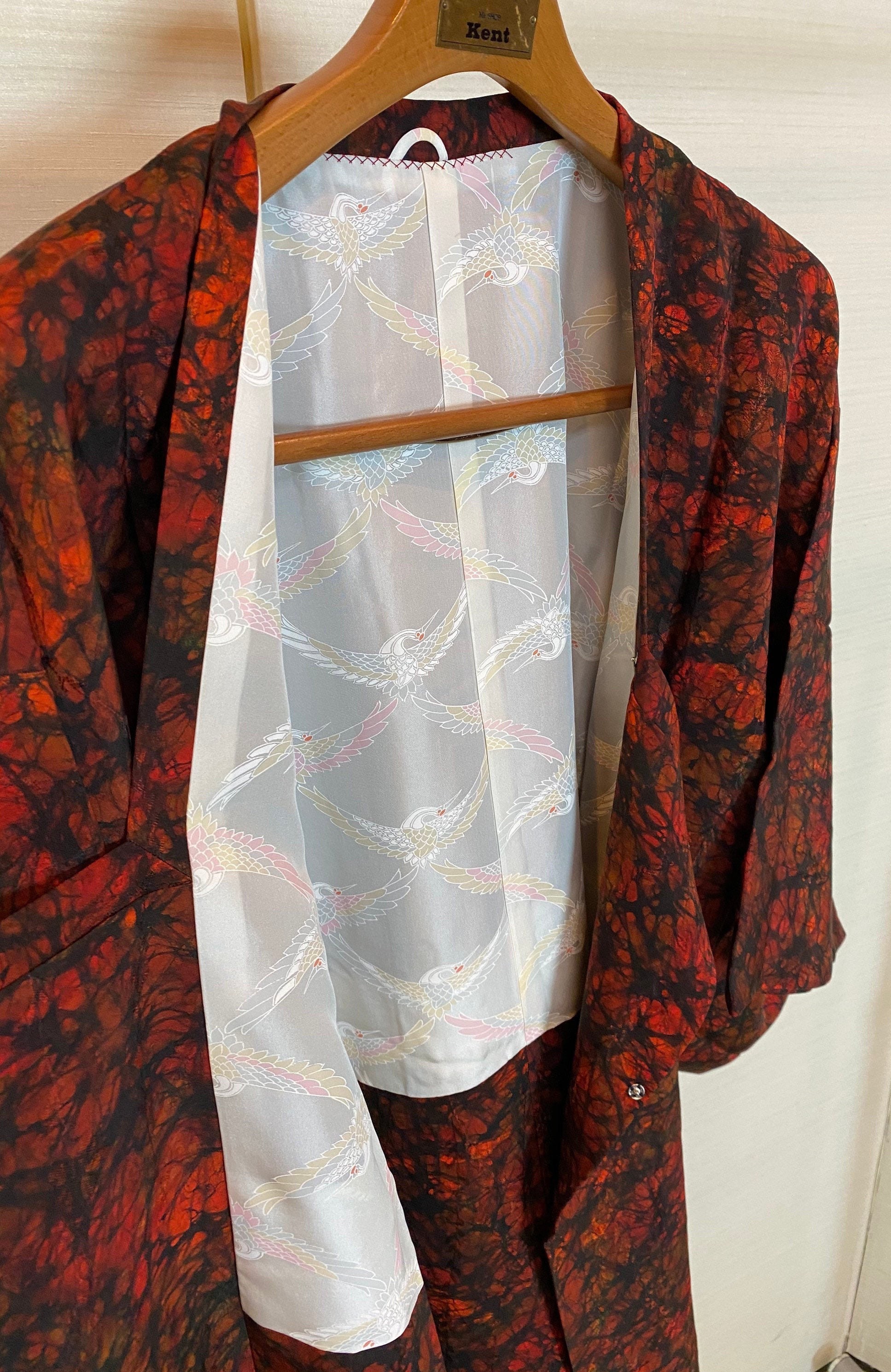 Vintage Japanese Kimono Michiyuki Jacket Overcoat Etsy