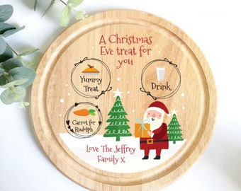 Personalised Christmas Eve Plate Board Tray Santa Rudolph Treat Plate Kids Gifts