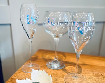 Verre à gin personnalisé - verre à gin strass - verre personnalisé - verre d'anniversaire - verre à vin - flûte à champagne
