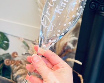 Personalised Champagne Glass - Diamanté Glass - Personalised Glass - Champagne Flute- Bride Glass - Bridesmaid Glass