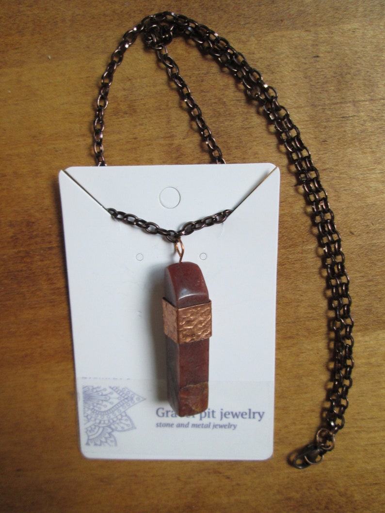 red onyx stone pendent with copper