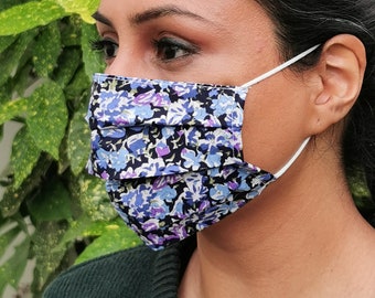 Blue & Purple HANDMADE Face Mask Adult 100% Cotton Reusable Washable UK