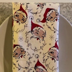 Santa Snow | Cotton Christmas Santa Napkins, Father Christmas Napkins, Christmas Party Napkins, New Year Party Napkins, Christmas Tableware