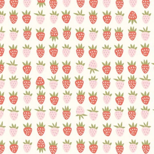 Strawberries on Cream | New Dawn | C9853 Premium Cotton Fabric | Quilting Fabric