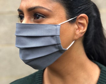 School Grijs, Blauw en Wit - PACK 3 of 5 - HANDGEMAAKT Gezichtsmasker 100% Katoen herbruikbaar WASbaar UK