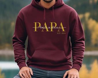 Personalisierter Papa Hoodie mit Kindernamen | DAD Hoodie Kindernamen | Shirt mit Kindernamen für Papa, Opa, Onkel,.. .Geschenk zum Vatertag
