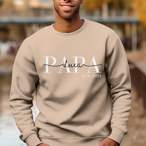 Personalisierter Papa Sweater mit Kindernamen | Papa Shirt Kindernamen | Shirt mit Kindernamen für Papa oder Opa etc. zum Vatertag