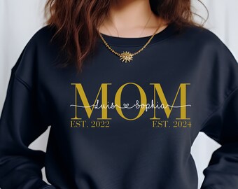 Personalisierter Mama Sweater mit Kindernamen | Mom Shirt Kindernamen | Shirt mit Kindernamen für Mama, Mom, Oma, Tante etc. als Muttertag