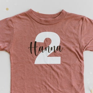 Old pink birthday shirt for girls with name and number Children's birthday shirt personalized with number & name image 9