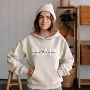 Personalisierter Mama Hoodie mit Kindernamen | Mom Shirt Kindernamen | Shirt mit Kindernamen für Mama, Mom, Oma, Tante etc. zum Muttertag