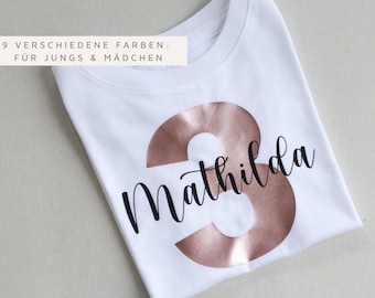 Geburtstagsshirt für Mädchen oder Jungen mit Zahl & Namen | Shirt Geburtstag - personalisiert mit Zahl und Namen