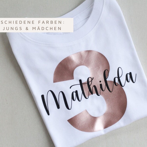 Geburtstagsshirt für Mädchen oder Jungen mit Zahl & Namen | Shirt Geburtstag - personalisiert mit Zahl und Namen