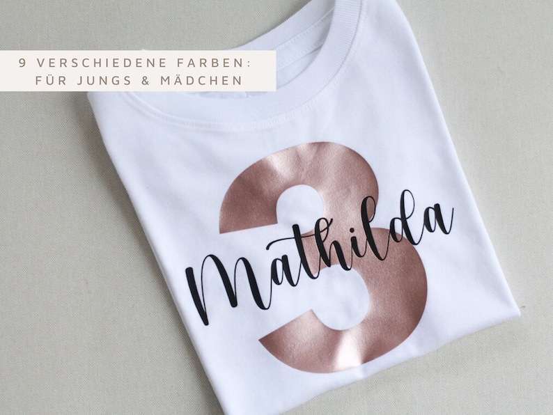 Geburtstagsshirt für Mädchen oder Jungen mit Zahl & Namen Shirt Geburtstag personalisiert mit Zahl und Namen Bild 1