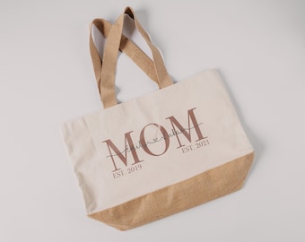 Personalisierte Tasche Mama mit Kindernamen | MOM Tasche | Jutetasche MOM | Personalisierte Jutetasche