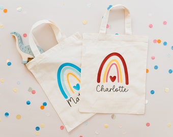 Personalisierter Stoffbeutel mit Name | Kindertasche mit Name | Stofftasche für Kinder mit Name und Regenbogen | Kindergartentasche mit Name