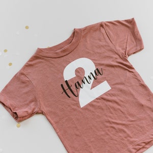 Old pink birthday shirt for girls with name and number Children's birthday shirt personalized with number & name image 8