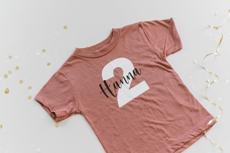 Old pink birthday shirt for girls with name and number Children's birthday shirt personalized with number & name image 8