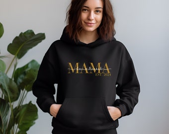 Personalisierter Mama Hoodie mit Kindernamen | Mom Shirt Kindernamen | Shirt mit Kindernamen für Mama, Mom, Oma, Tante etc. zum Muttertag