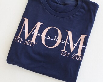 Mama Tshirt | Mom Shirt mit Namen | personalisiertes Muttertagsgeschenk | personalisiertes Mom Tshirt auch erhältlich mit MAMA, OMA o. TANTE