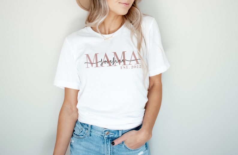Mama Tshirt Mom Shirt Kindernamen personalisiertes Muttertagsgeschenk personalisiertes Mom TShirt Mama Statementshirt MOM Shirt Bild 7