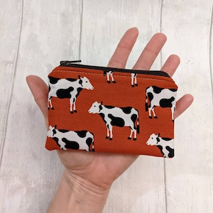 Novelty coin purse change purse gift card holder coin pouch dog gift dog fabric horse hedgehog cow camper van leopard Cows