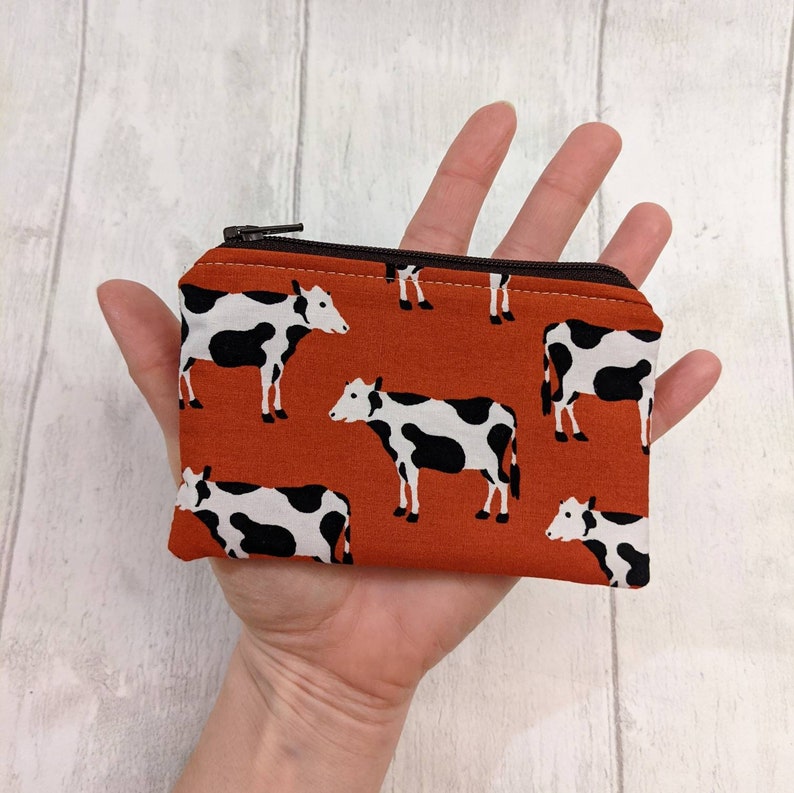 Novelty coin purse change purse gift card holder coin pouch dog gift dog fabric horse hedgehog cow camper van leopard Cows