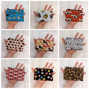 Novelty coin purse change purse gift card holder coin pouch dog gift dog fabric horse hedgehog cow camper van leopard image 1