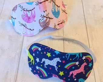 Novelty Sleep Mask: Sloth & Unicorn Print Eye Blindfold for Travel Relaxation Gift