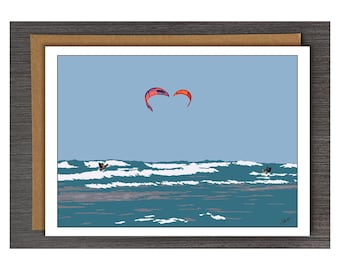 Love Kiteboarding - Kitesurfing - blank greetings card - birthday card