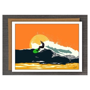 Sunset Surf - Surfing - blank greetings card - birthday card
