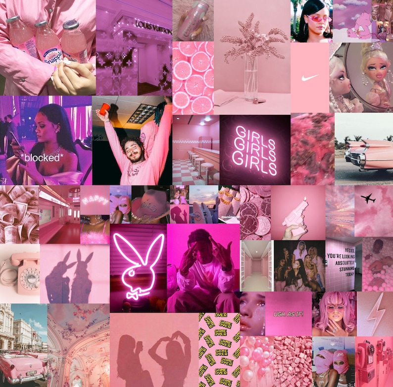 Y2K Boujee Pink Wall Collage Kit. 